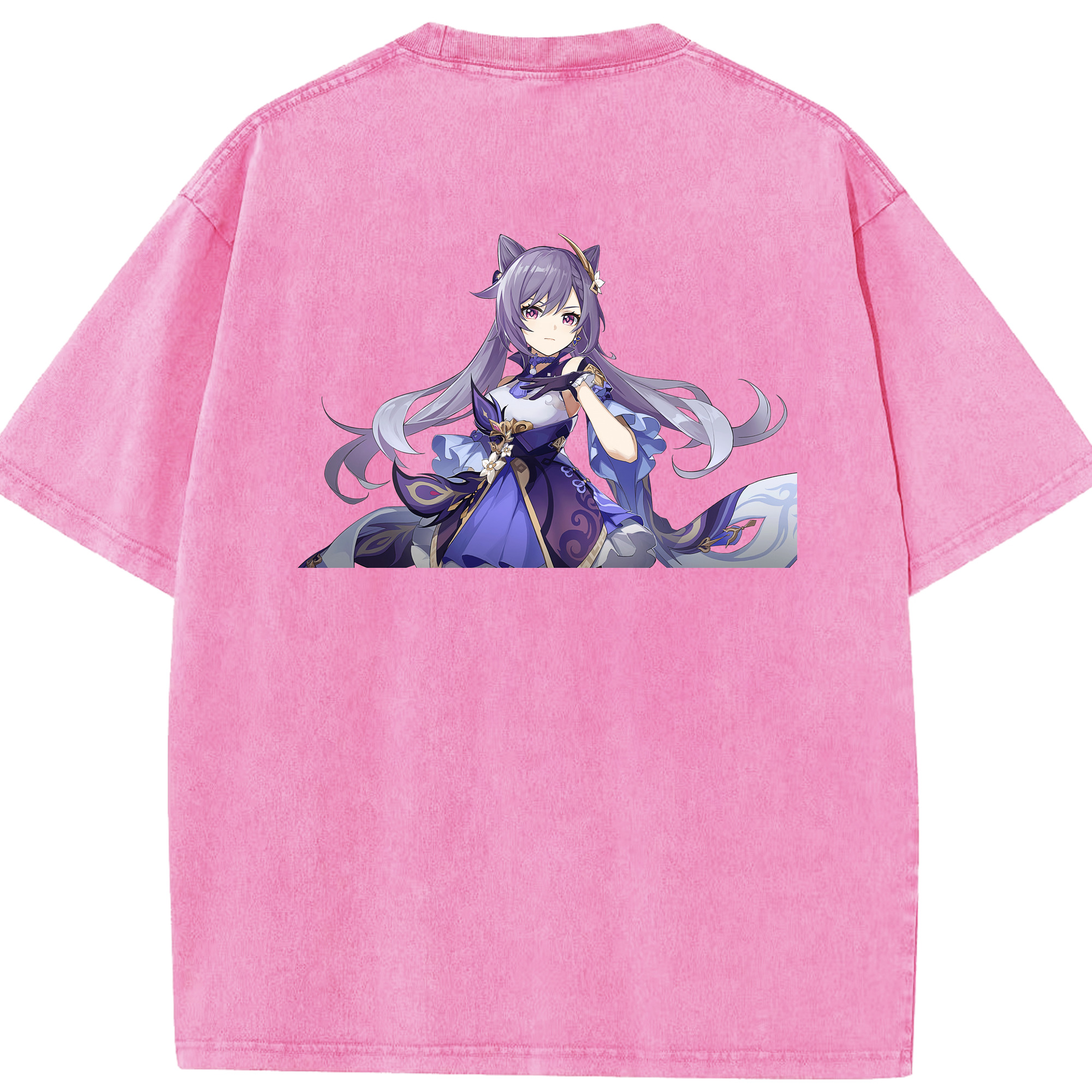 げんし神 刻晴 こくせい genshin Kokusei 綿100% ヴィンテージ風 半袖Tシャツ（背面プリント）